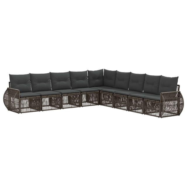 vidaXL Gartensofa-Set 9-Tlg Grau und Dunkelgrau Poly-Rattan 3435440