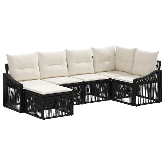vidaXL Gartensofa-Set 6-Tlg Schwarz Poly-Rattan 3436072