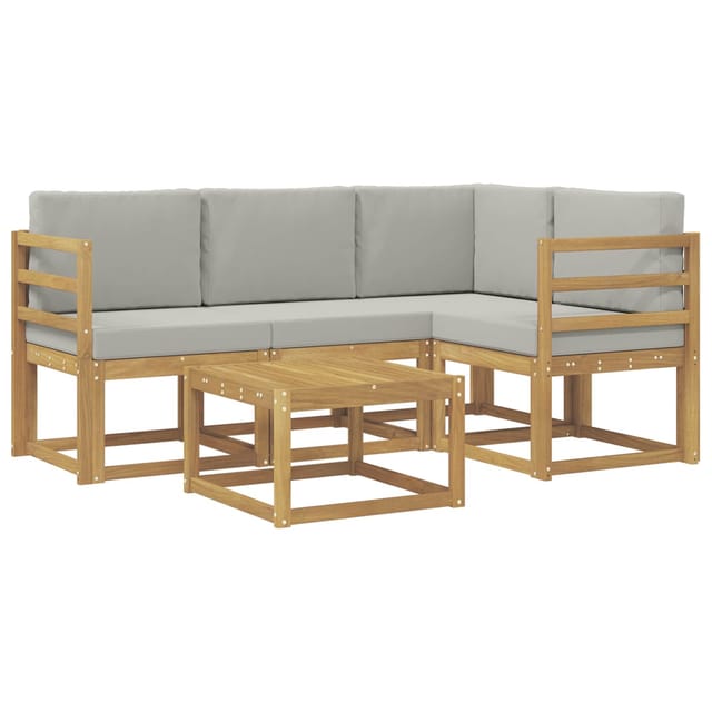 vidaXL Outdoor-Sofagarnitur 5-Tlg Weiß und Hellgrau 59 x 59 x 37 cm 3387580
