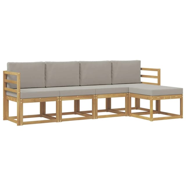 vidaXL Outdoor-Sofagarnitur 5-Tlg Weiß und Hellgrau 3387475