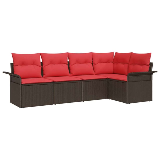 vidaXL Gartensofa-set mit Speicher 5 Stk Braun Poly-Rattan 3354033