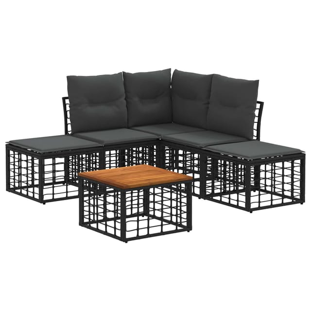 vidaXL Outdoor-Sofagarnitur 6 Stk Schwarz und Dunkelgrau Polyester 3437475