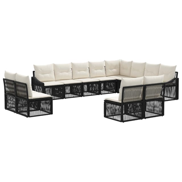 vidaXL Gartensofa-Set 12-Tlg Schwarz Poly-Rattan 3436162
