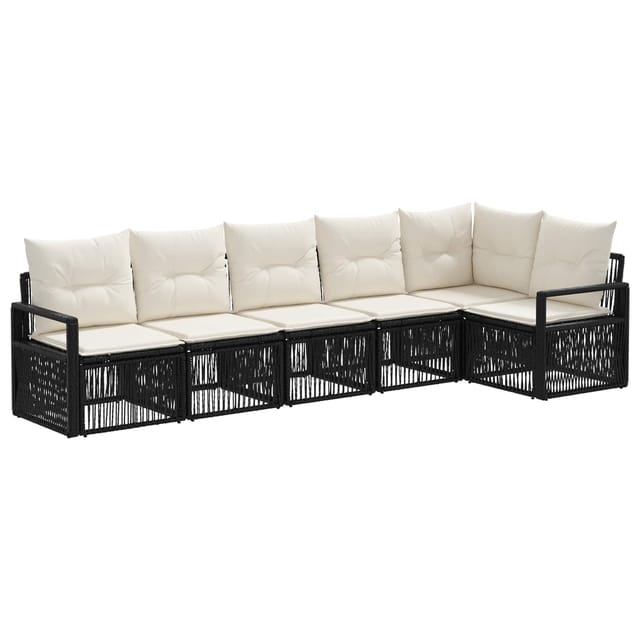 vidaXL Gartensofa-Set 6-Tlg Schwarz Poly-Rattan 3435715