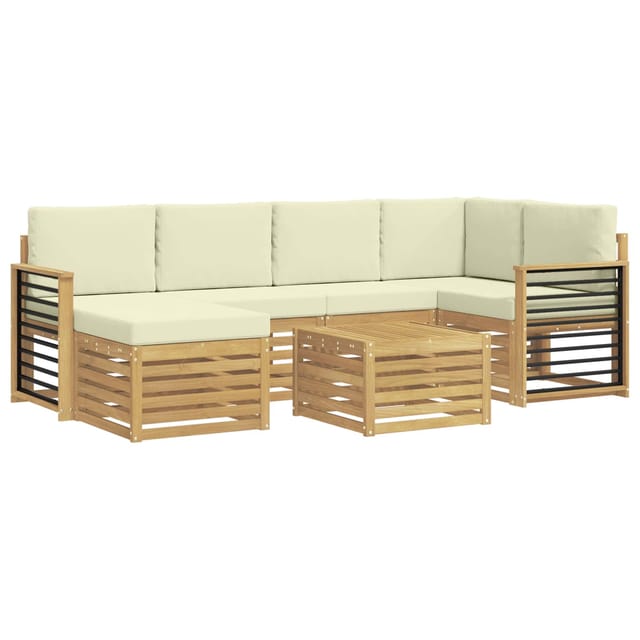 vidaXL Outdoor-Sofagarnitur 7-Tlg Weiß und Creme Polyester 3392165