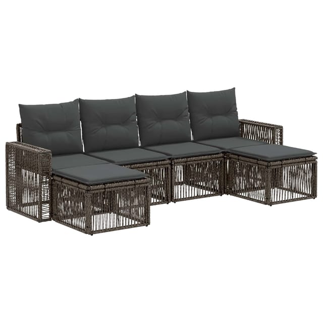 vidaXL Gartensofa-Set 6-Tlg Grau und Dunkelgrau Poly-Rattan 3435203