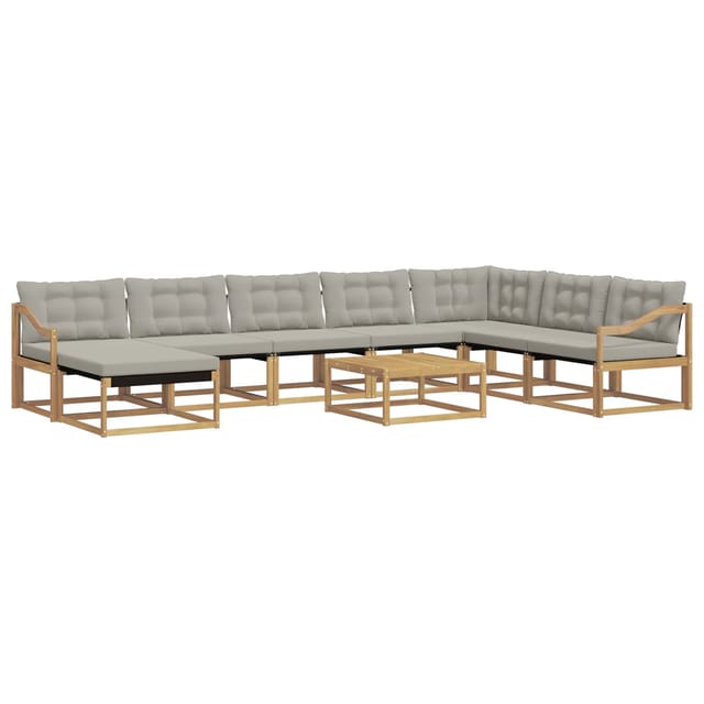 vidaXL Outdoor-Sofagarnitur 9-Tlg Weiß und Hellgrau 79 x 79 x 37 cm 3389005
