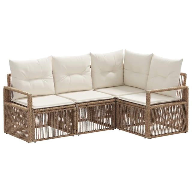 vidaXL Gartensofa-Set 4-Tlg Beige Poly-Rattan 3435705