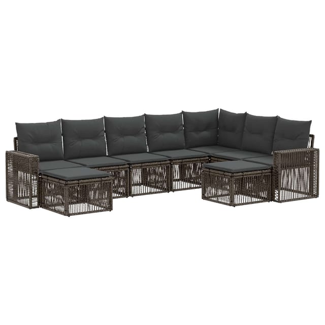 vidaXL Gartensofa-Set 9-Tlg Grau und Dunkelgrau Poly-Rattan 3435311