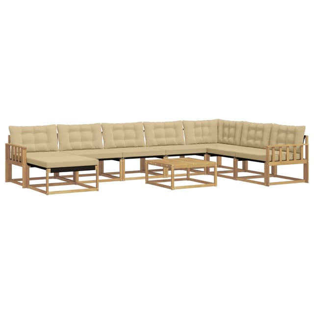 vidaXL Outdoor-Sofagarnitur 9-Tlg Weiß und Beige Massivholz Akazie 3388995