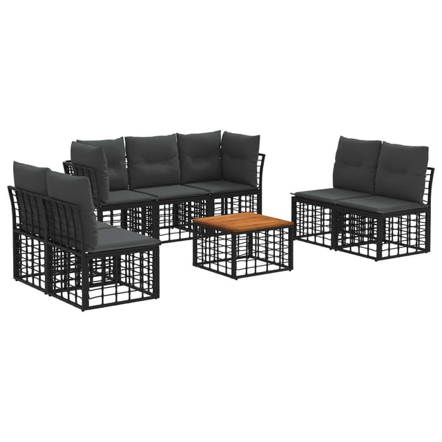 vidaXL Outdoor-Sofagarnitur 8 Stk Schwarz und Dunkelgrau Polyester 3437435