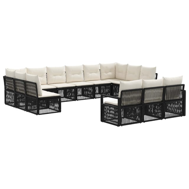 vidaXL Gartensofa-Set 13-Tlg Schwarz Poly-Rattan 3435862