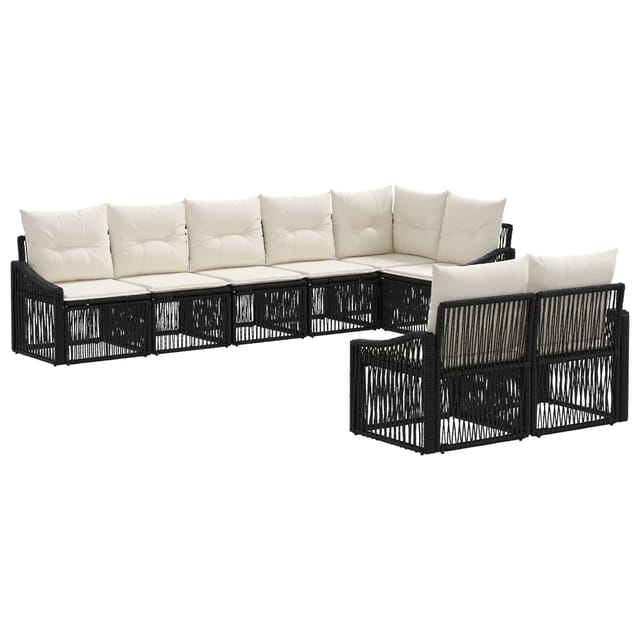 vidaXL Gartensofa-Set 8-Tlg Schwarz Poly-Rattan 3436066