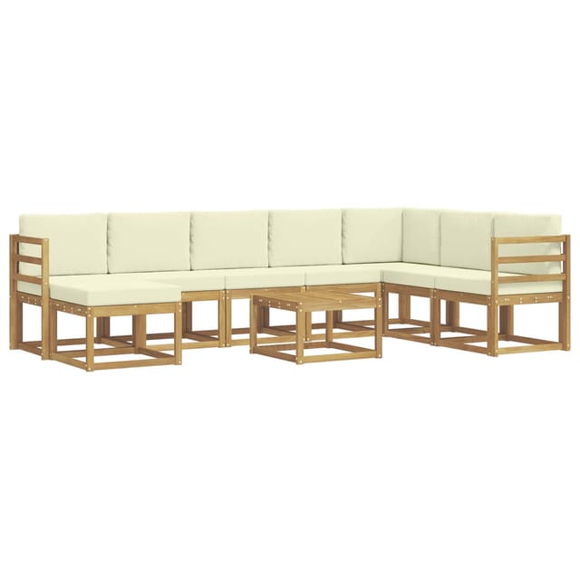 vidaXL Outdoor-Sofagarnitur mit Kissen 9-Tlg Weiß und Creme 3388069