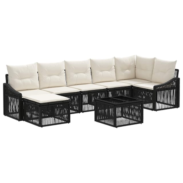 vidaXL Gartensofa-set 8 Stk Schwarz Poly-Rattan 3436081