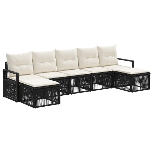 vidaXL Gartensofa-Set 7-Tlg Schwarz Poly-Rattan 3435796
