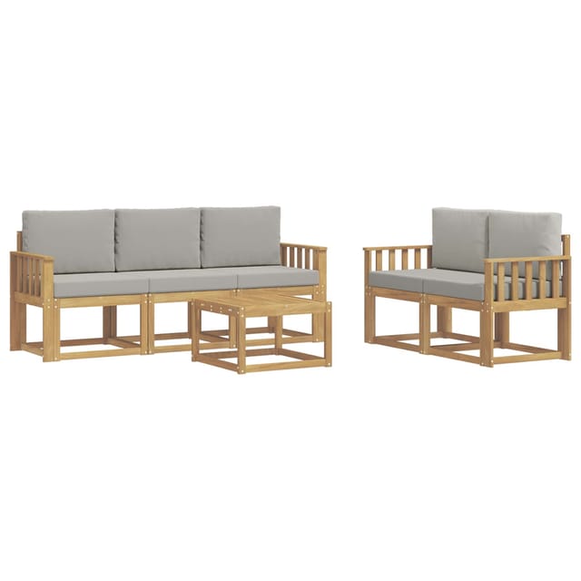 vidaXL Outdoor-Sofagarnitur 6-Tlg Weiß und Hellgrau 59 x 59 x 37 cm 3387240