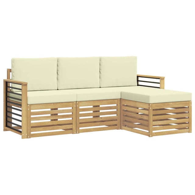 vidaXL Outdoor-Sofagarnitur 4-Tlg Weiß und Creme 189,5 x 122,5 x 73 cm 3391645