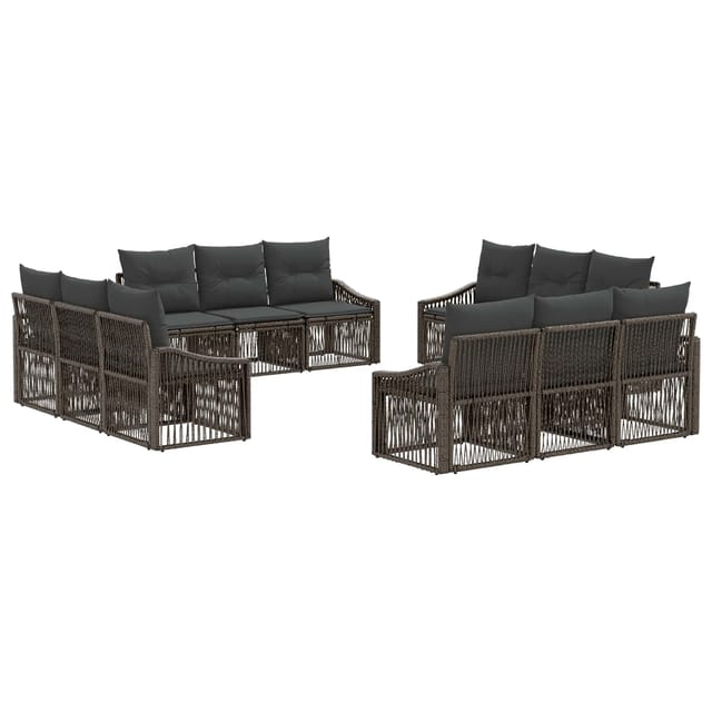 vidaXL Gartensofa-Set 12-Tlg Grau Poly-Rattan 3435956