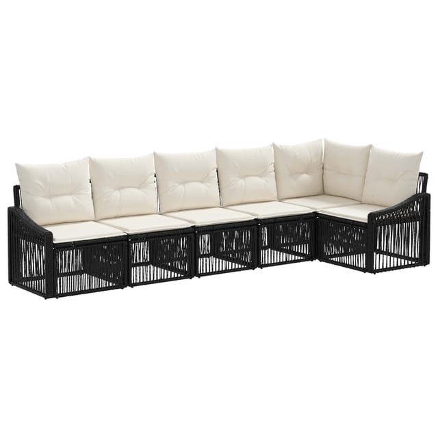 vidaXL Gartensofa-Set 6-Tlg Schwarz Poly-Rattan 3436009