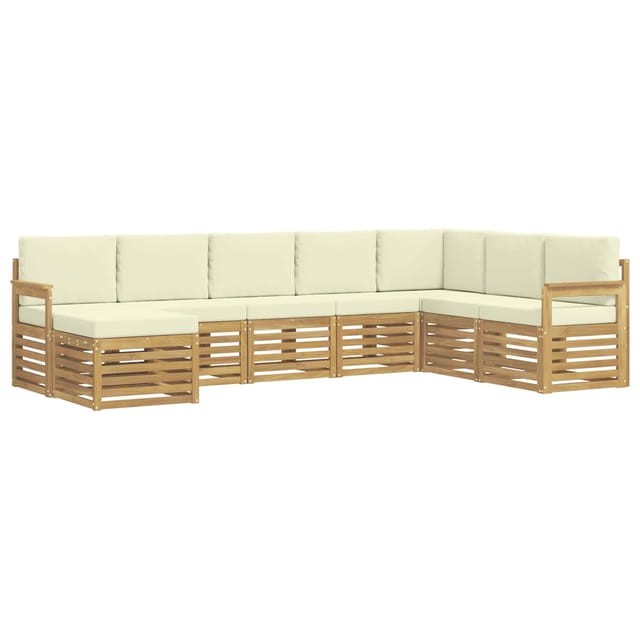 vidaXL Outdoor-Sofagarnitur 8-Tlg Weiß und Creme 306 x 187,5 x 73 cm 3392300