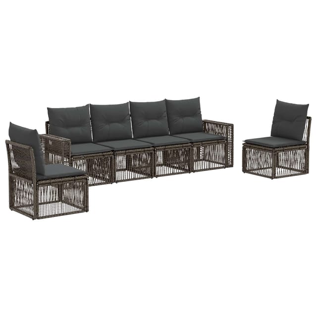 vidaXL Gartensofa-Set 6-Tlg Grau und Dunkelgrau Poly-Rattan 3435086