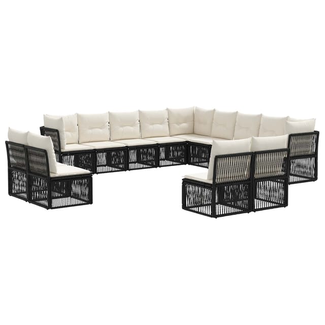 vidaXL Gartensofa-Set 13-Tlg Schwarz Poly-Rattan 3434416