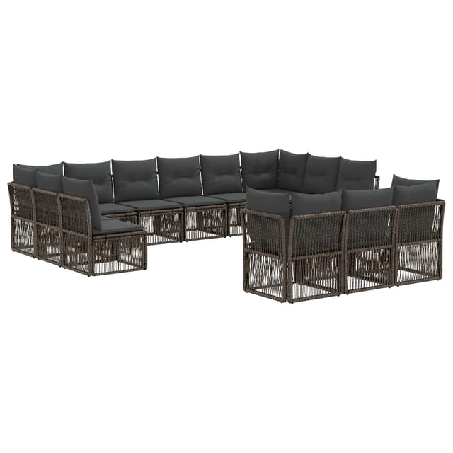 vidaXL Gartensofa-Set 13-Tlg Grau Poly-Rattan 3434405
