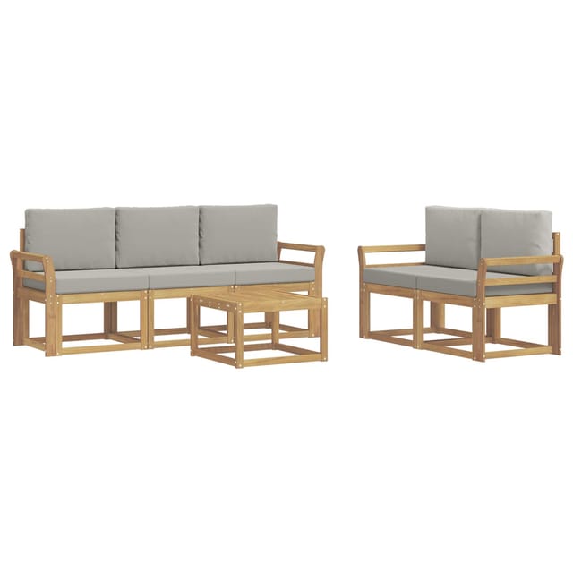 vidaXL Outdoor-Sofagarnitur 6-Tlg Weiß und Hellgrau 59 x 59 x 37 cm 3387245