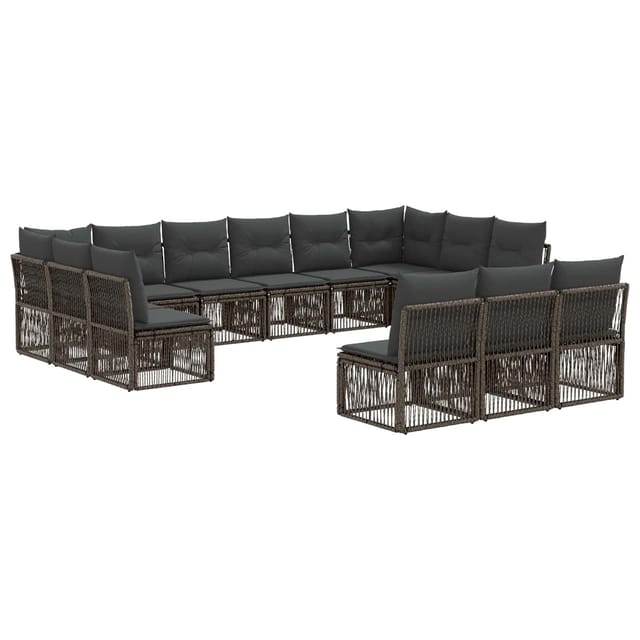 vidaXL Gartensofa-Set 13-Tlg Grau Poly-Rattan 3434387