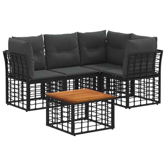 vidaXL Outdoor-Sofagarnitur 5 Stk Schwarz und Dunkelgrau Polyester 3437465
