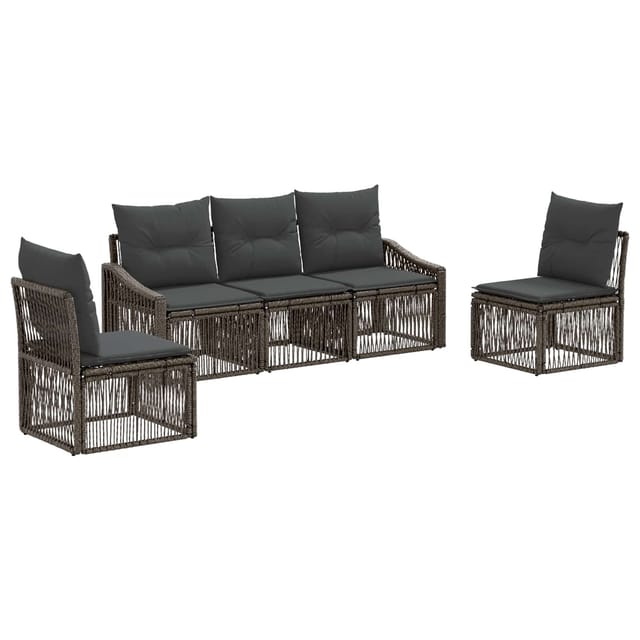 vidaXL Gartensofa-Set 5-Tlg Grau Poly-Rattan 3435962