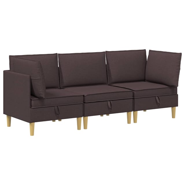 vidaXL Wohnzimmergarnitur mit Kissen 3 Stk Dunkelbraun Stoff 3413693