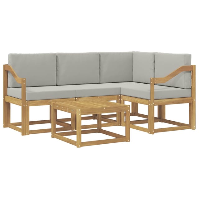 vidaXL Outdoor-Sofagarnitur 5-Tlg Weiß und Hellgrau 59 x 59 x 37 cm 3387610