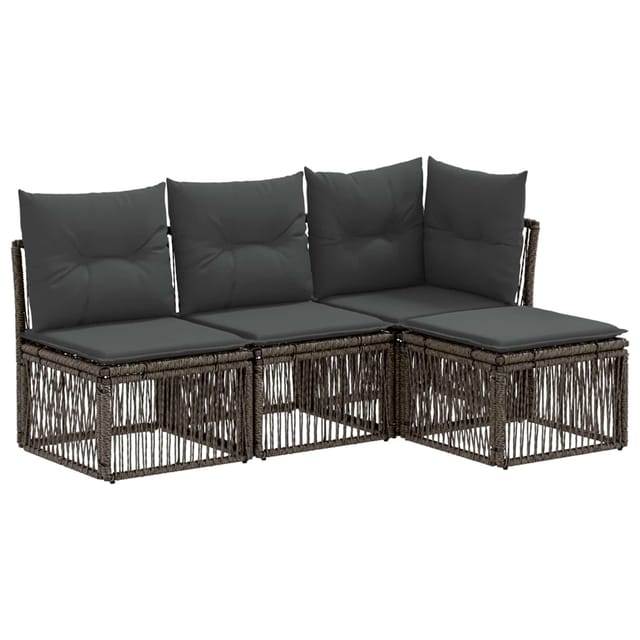vidaXL Gartensofa-Set 4-Tlg Grau Poly-Rattan 3434186