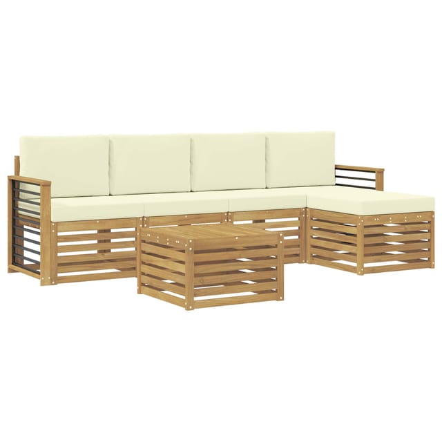 vidaXL Outdoor-Sofagarnitur 6-Tlg Weiß und Creme 59 x 59 x 37 cm 3391725