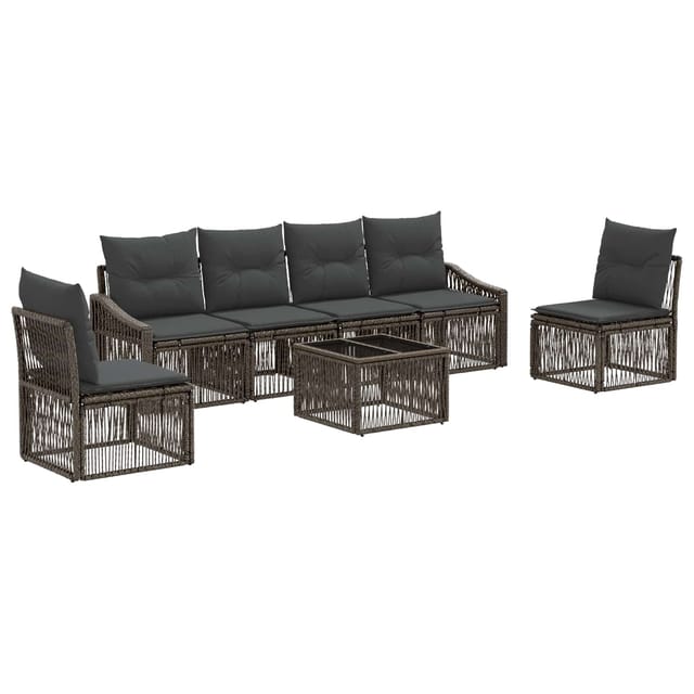 vidaXL Gartensofa-Set 7-Tlg Grau Poly-Rattan 3435971