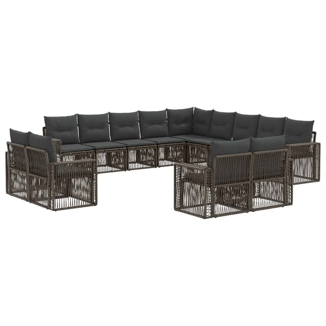 vidaXL Gartensofa-Set 13-Tlg Grau und Dunkelgrau Poly-Rattan 3435305
