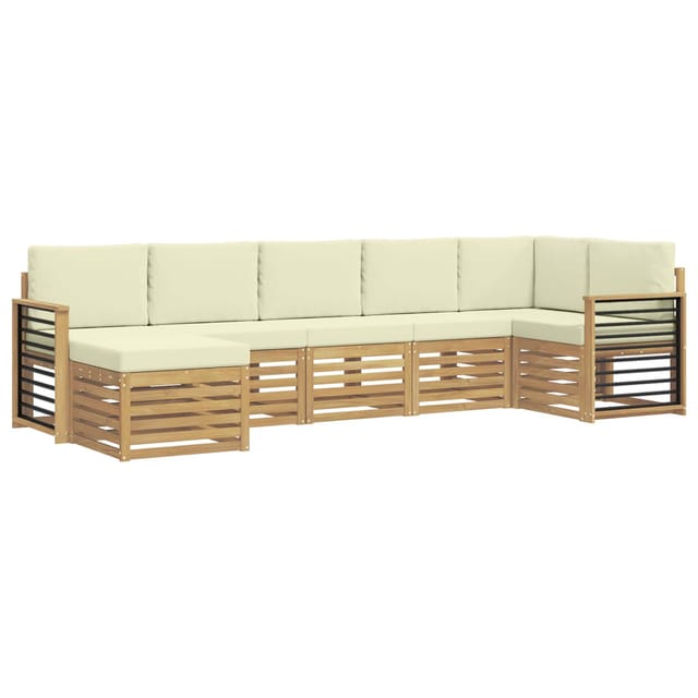 vidaXL Outdoor-Sofagarnitur 7-Tlg Weiß und Creme 3392205