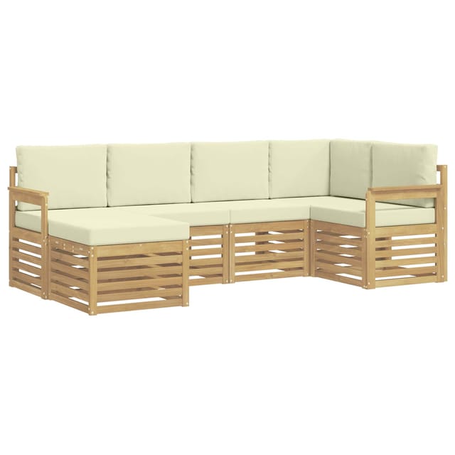 vidaXL Outdoor-Sofagarnitur 6-Tlg Weiß und Creme Polyester 3392100
