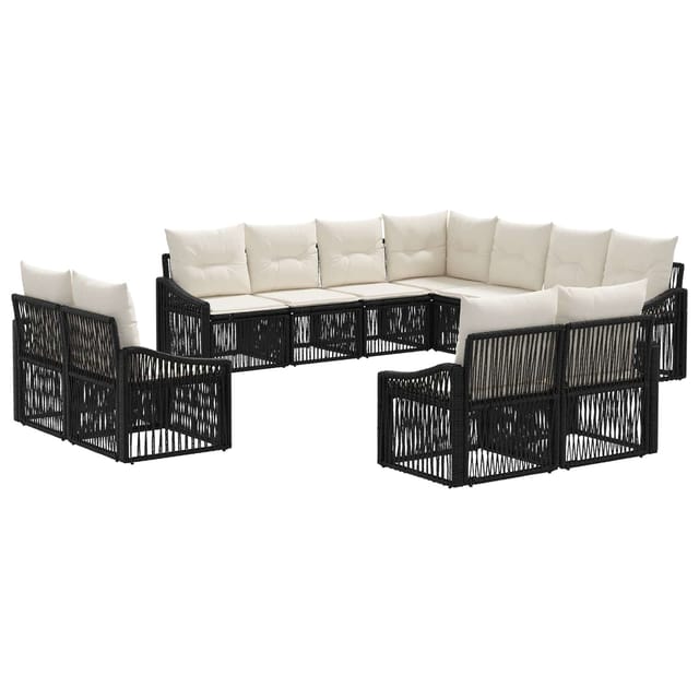 vidaXL Gartensofa-Set 11-Tlg Schwarz Poly-Rattan 3436174