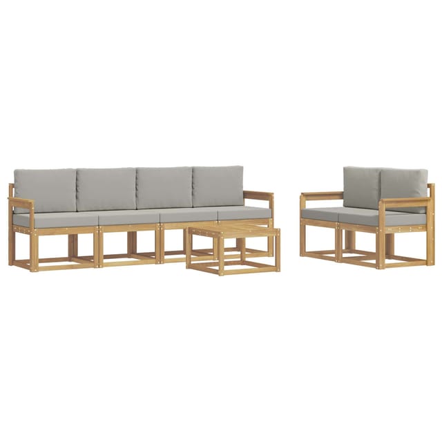 vidaXL Outdoor-Sofagarnitur 7-Tlg Weiß und Hellgrau 59 x 59 x 37 cm 3387270