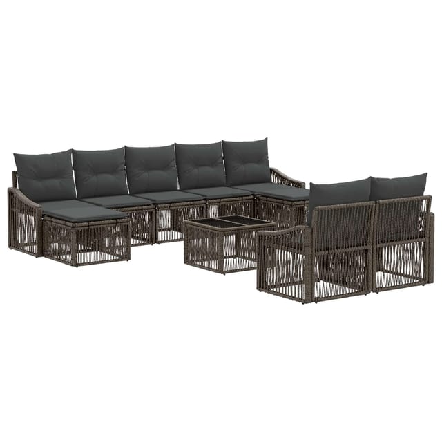 vidaXL Gartensofa-Set 10-Tlg Grau Poly-Rattan 3436136