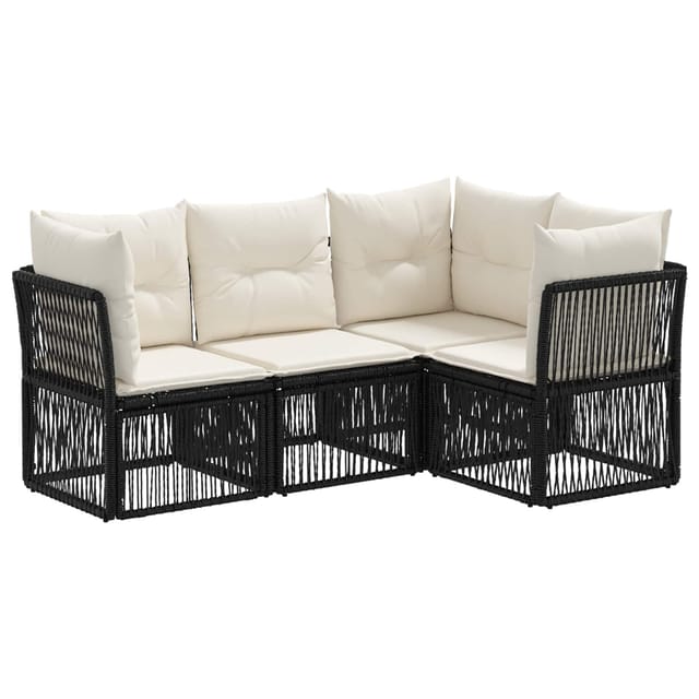 vidaXL Gartensofa-Set 4-Tlg Schwarz Poly-Rattan 3434209