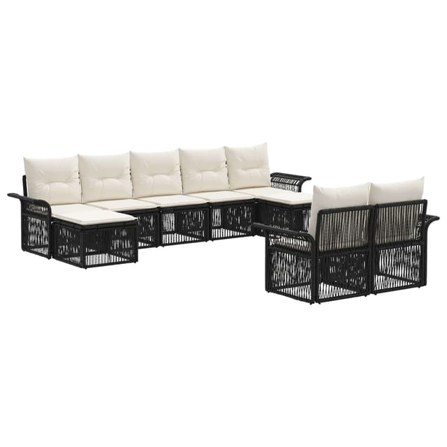 vidaXL Gartensofa-Set 9-Tlg Schwarz Poly-Rattan 3434956