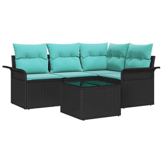 vidaXL Gartensofa-set mit Speicher 5 Stk Schwarz Poly-Rattan 3354025
