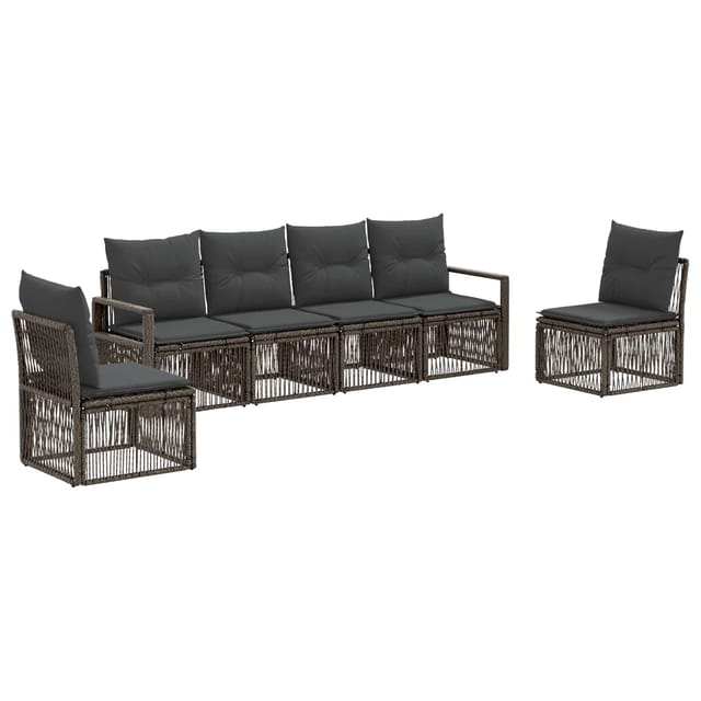 vidaXL Gartensofa-Set 6-Tlg Grau Poly-Rattan 3435674