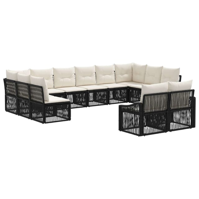 vidaXL Gartensofa-Set 12-Tlg Schwarz Poly-Rattan 3436150