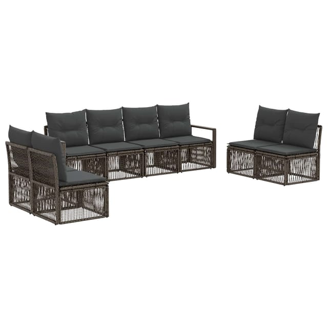 vidaXL Gartensofa-Set 8-Tlg Grau Poly-Rattan 3435686