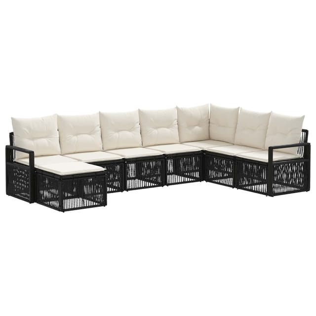 vidaXL Gartensofa-Set 8-Tlg Schwarz Poly-Rattan 3435802